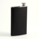  oz. Stainless Steel Flask with Cigar Holder in Black Leather.
